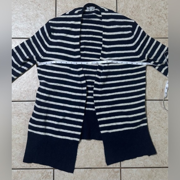 Madewell Walker Open Cardigan Dark Nightfall Chic Striped Wool Alpaca Women’s M - Picture 3 of 7